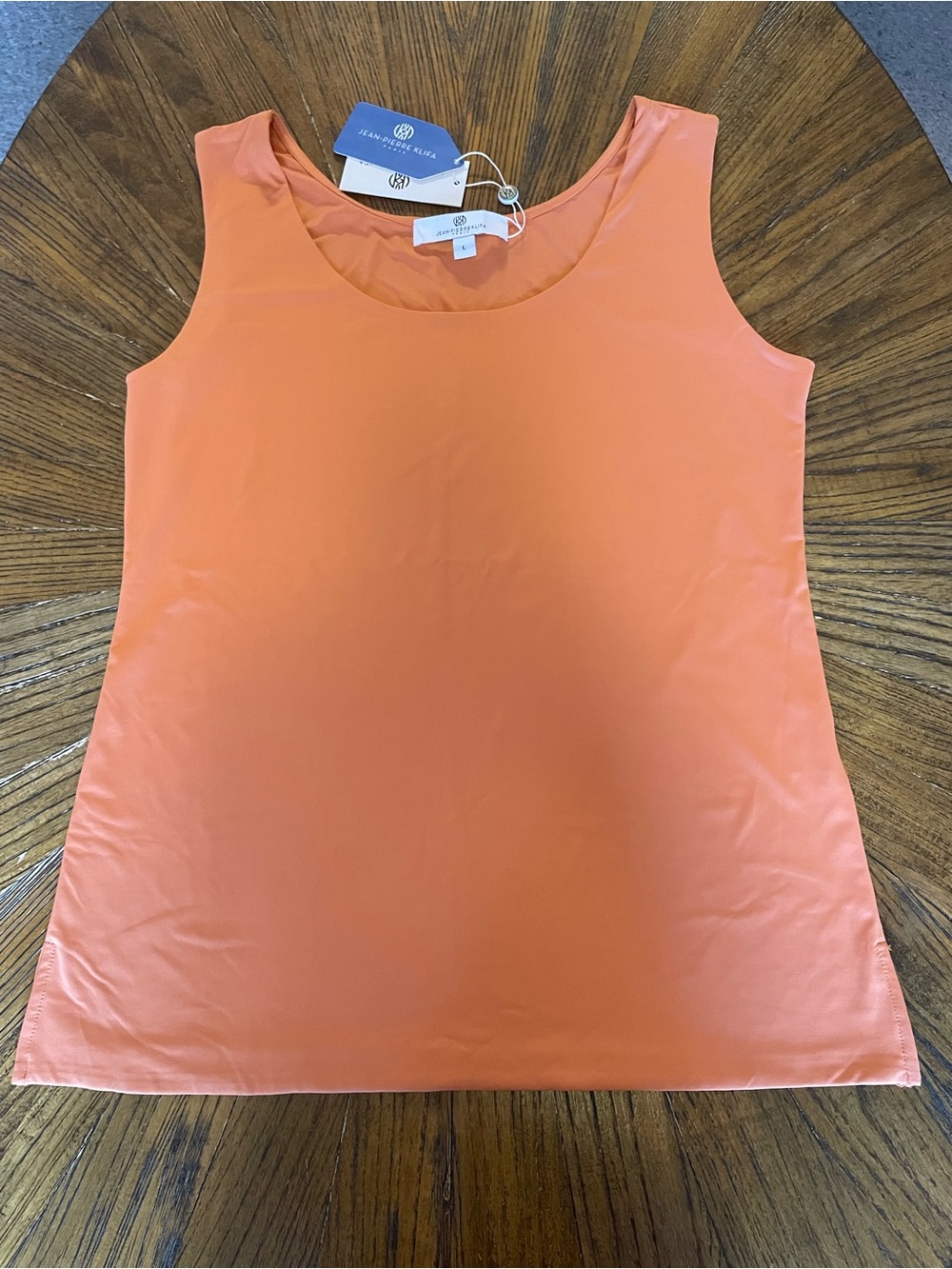 Jean-Pierre Klifa Paris Sleeveless Scoop Neck Tank in Bright Coral